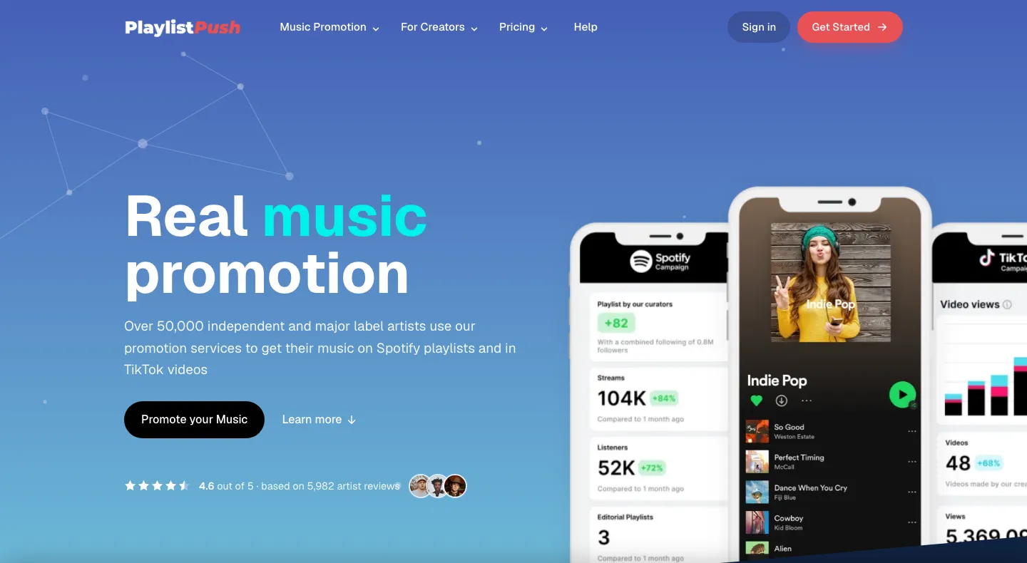 Plataforma de campanhas para artistas do Playlist Push