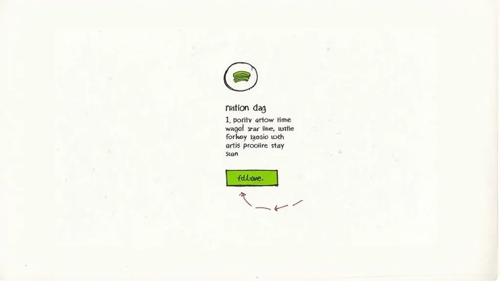 Sketched Spotify profile with a green Follow button, illustrating a profile designed to attract followers.