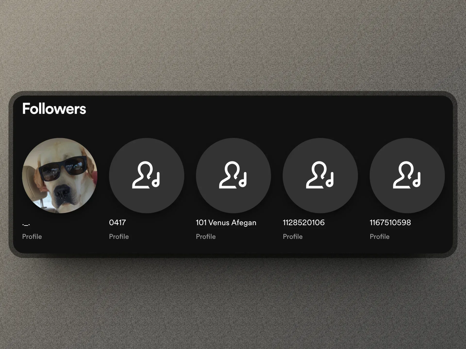 Spotify Followers panel displaying listener avatars and usernames, rather than identities of playlist likers.